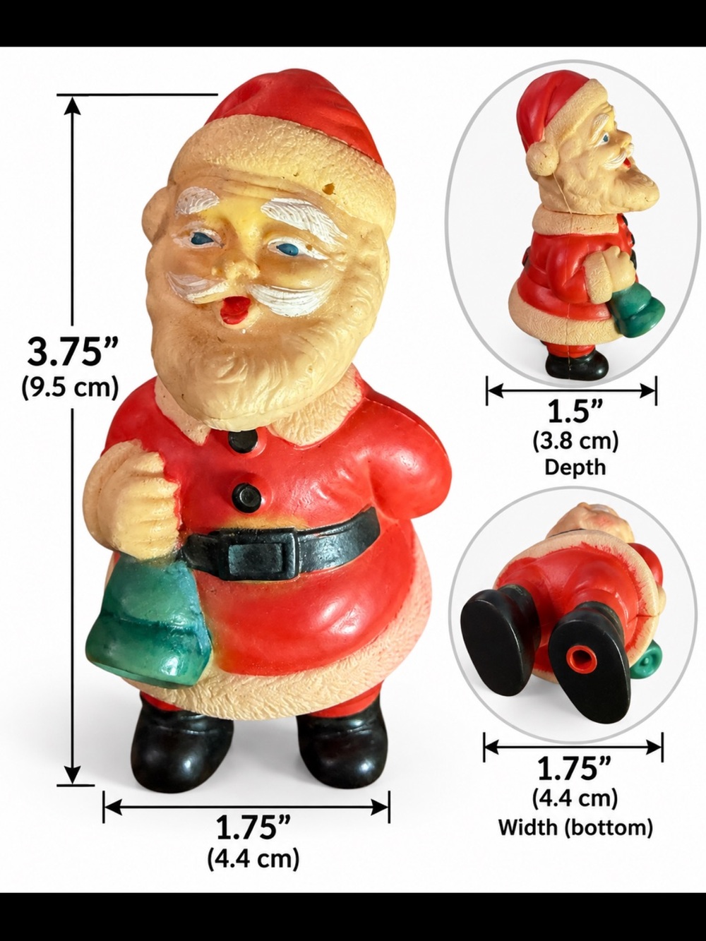 Vintage Taiwan Santa Claus Figurine 3.75” Retro Christmas MCM Decor Holiday